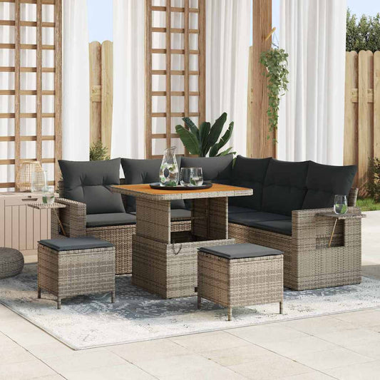 vidaXL Σετ Καναπέ Κήπου με μαξιλάρι 8 pcs Γκρι συνθετικό ρατάν