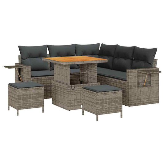 vidaXL Σετ Καναπέ Κήπου με μαξιλάρι 8 pcs Γκρι συνθετικό ρατάν