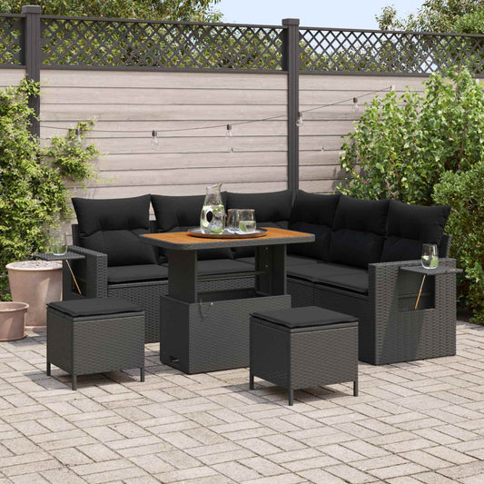 vidaXL Σετ Καναπέ Κήπου με μαξιλάρι 8 pcs Μαύρο συνθετικό ρατάν