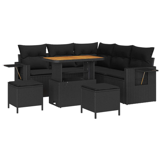 vidaXL Σετ Καναπέ Κήπου με μαξιλάρι 8 pcs Μαύρο συνθετικό ρατάν