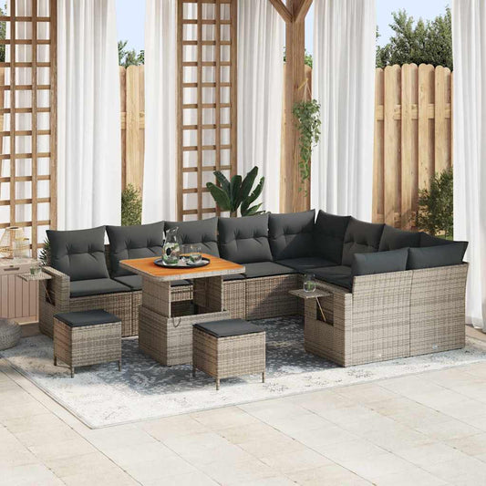 vidaXL Σετ Καναπέ Κήπου 12 pcs Γκρι συνθετικό ρατάν