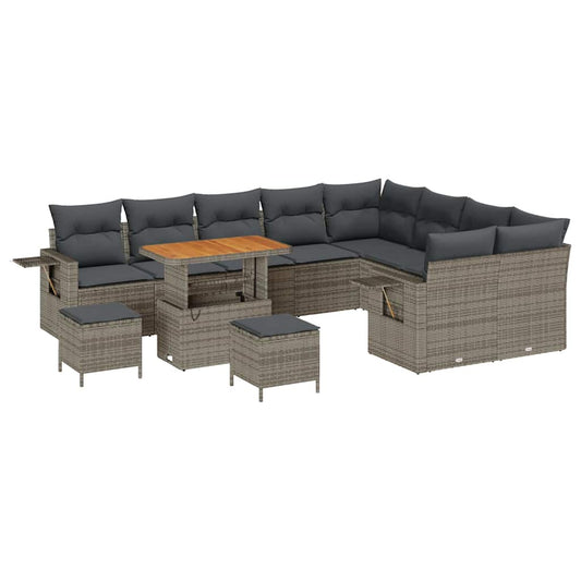 vidaXL Σετ Καναπέ Κήπου 12 pcs Γκρι συνθετικό ρατάν