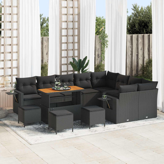 vidaXL Σετ Καναπέ Κήπου 13 pcs Μαύρο συνθετικό ρατάν