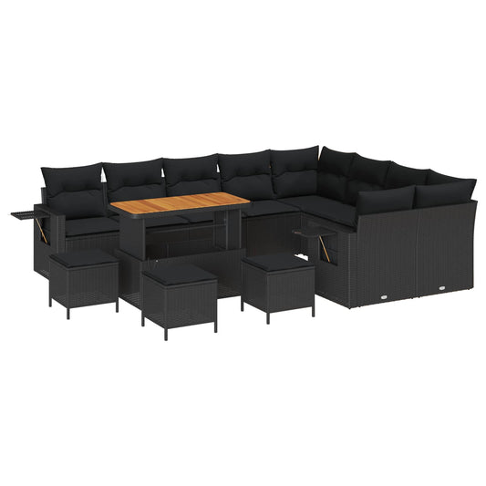 vidaXL Σετ Καναπέ Κήπου 13 pcs Μαύρο συνθετικό ρατάν