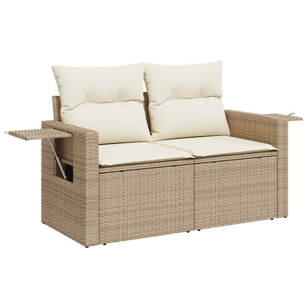 vidaXL 13 Piece Garden Sofa Set with Cushions Beige Poly Rattan Acacia