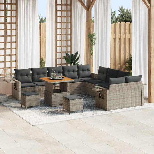 vidaXL Σετ Καναπέ Κήπου 13 pcs Γκρι συνθετικό ρατάν