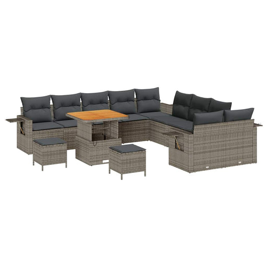 vidaXL Σετ Καναπέ Κήπου 13 pcs Γκρι συνθετικό ρατάν