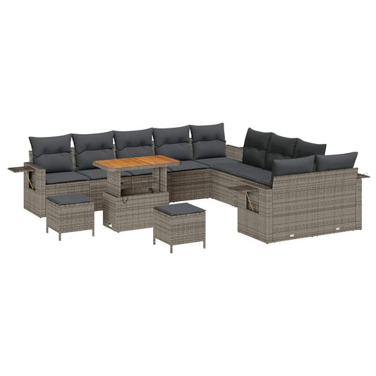 vidaXL Σετ Καναπέ Κήπου 13 pcs Γκρι συνθετικό ρατάν