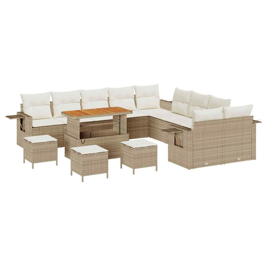 vidaXL Σετ Καναπέ Κήπου 14 pcs Μπεζ συνθετικό ρατάν