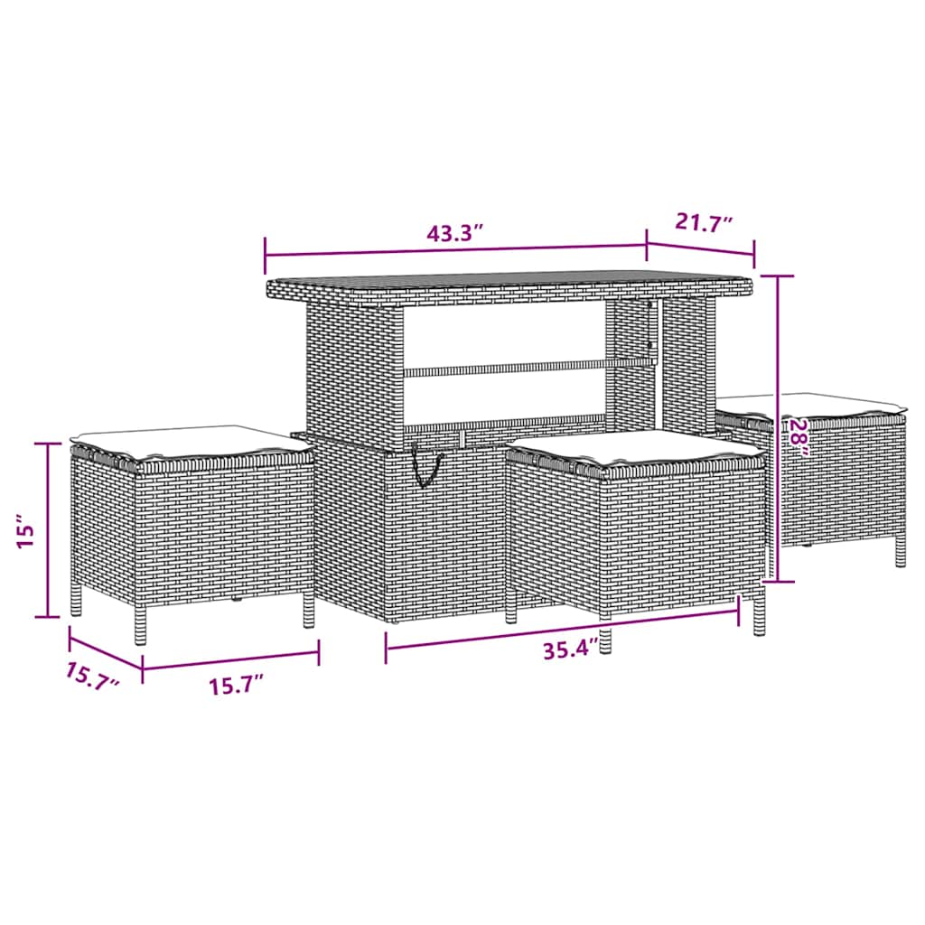 vidaXL 13 Τεμαχίων Σετ Καναπέ Κήπου με Μαξιλάρια Μαύρο Πολυ Ρατάν Ακακία