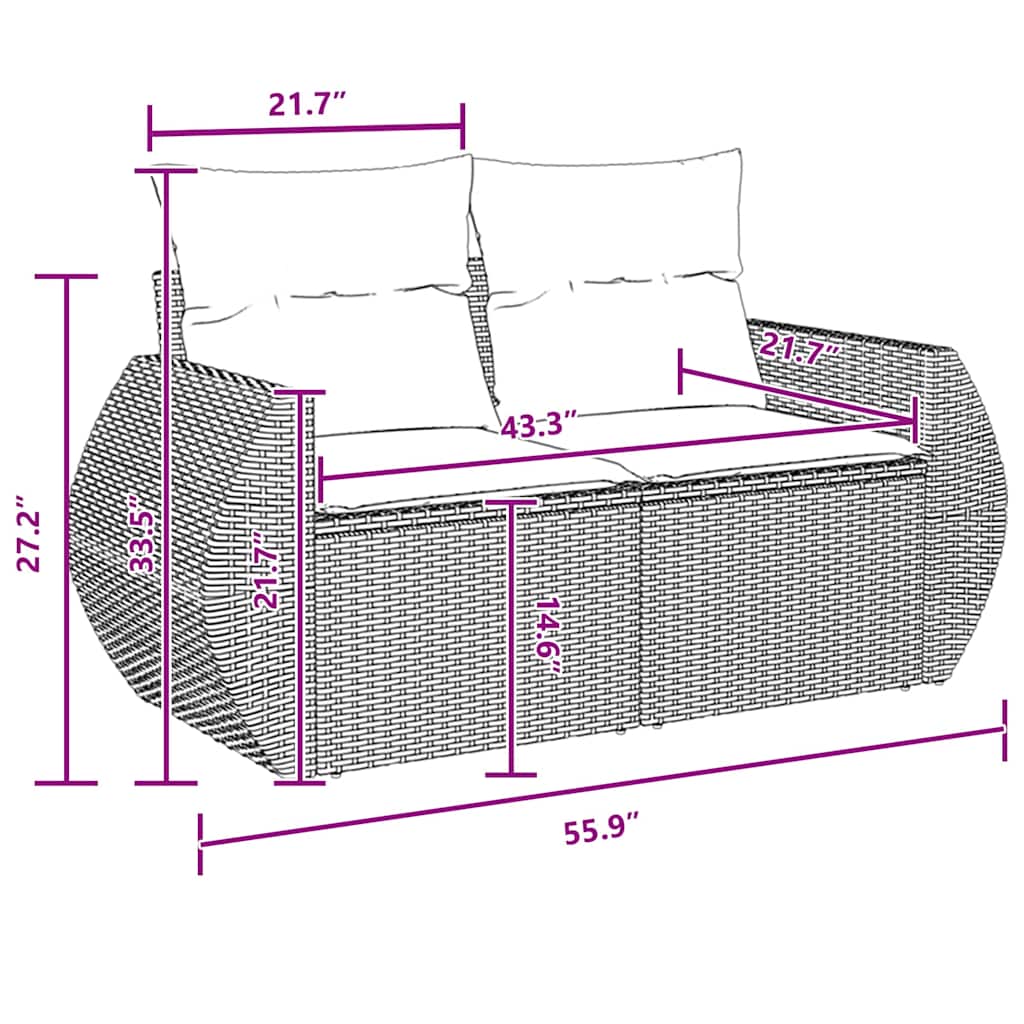 Σετ καναπέ κήπου 13 τεμαχίων με μαξιλάρια Μαύρο Ρατάν Πολυ