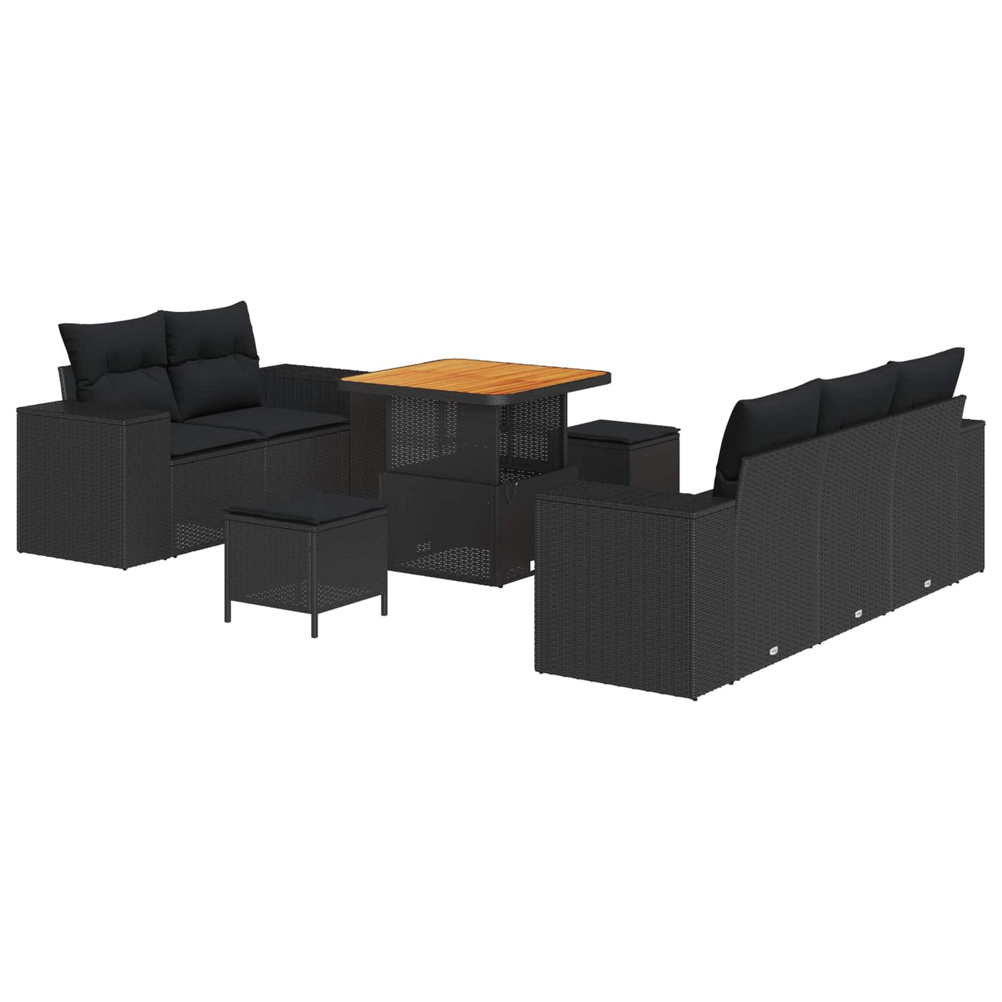 vidaXL Σετ Καναπέ Κήπου 8 pcs Μαύρο συνθετικό ρατάν
