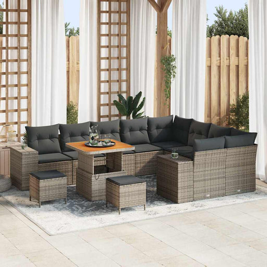 vidaXL Σετ Καναπέ Κήπου με μαξιλάρι 12 pcs Γκρι συνθετικό ρατάν