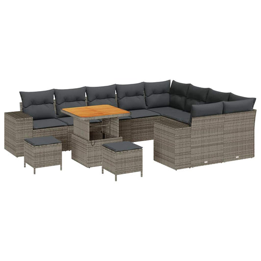 vidaXL Σετ Καναπέ Κήπου με μαξιλάρι 12 pcs Γκρι συνθετικό ρατάν