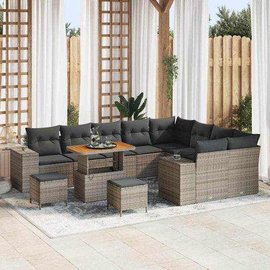 vidaXL Σετ Καναπέ Κήπου με μαξιλάρι 12 pcs Γκρι συνθετικό ρατάν