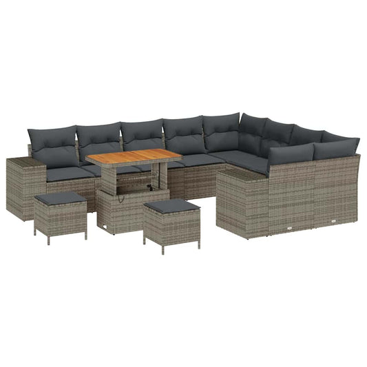 vidaXL Σετ Καναπέ Κήπου με μαξιλάρι 12 pcs Γκρι συνθετικό ρατάν