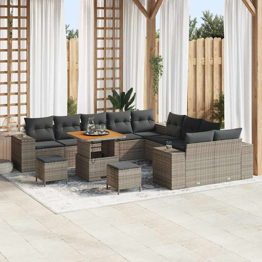 vidaXL Σετ Καναπέ Κήπου με μαξιλάρι 13 pcs Γκρι συνθετικό ρατάν