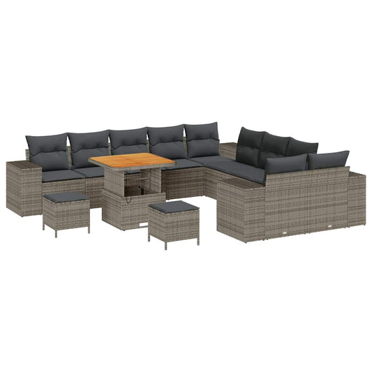 vidaXL Σετ Καναπέ Κήπου με μαξιλάρι 13 pcs Γκρι συνθετικό ρατάν