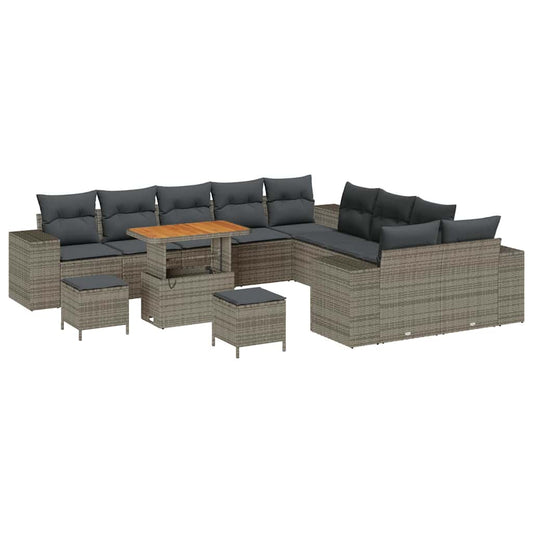 vidaXL Σετ Καναπέ Κήπου με μαξιλάρι 13 pcs Γκρι συνθετικό ρατάν