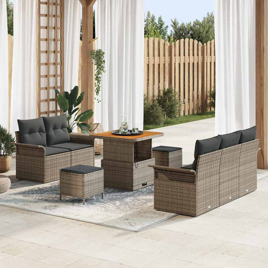 vidaXL Σετ Καναπέ Κήπου με μαξιλάρι 8 pcs Γκρι συνθετικό ρατάν