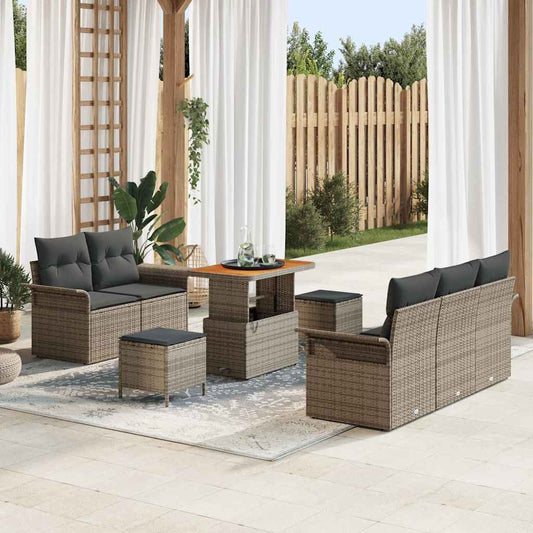 vidaXL Σετ Καναπέ Κήπου με μαξιλάρι 8 pcs Γκρι συνθετικό ρατάν