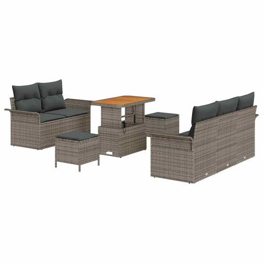 vidaXL Σετ Καναπέ Κήπου με μαξιλάρι 8 pcs Γκρι συνθετικό ρατάν