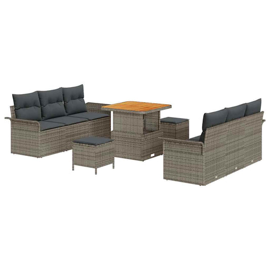vidaXL Σετ Καναπέ Κήπου με μαξιλάρι 9 pcs Γκρι συνθετικό ρατάν
