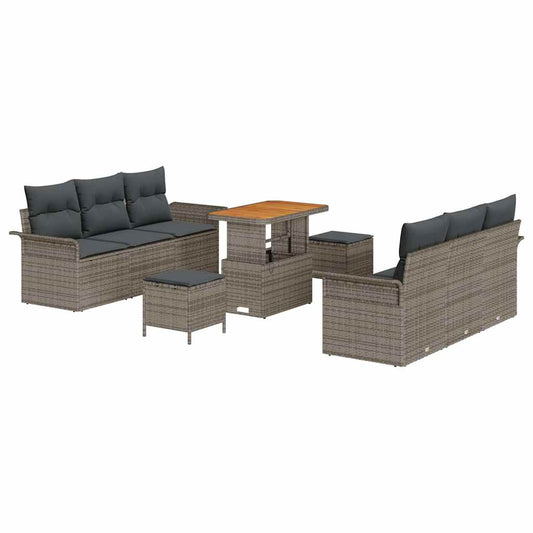 vidaXL Σετ Καναπέ Κήπου με μαξιλάρι 9 pcs Γκρι συνθετικό ρατάν