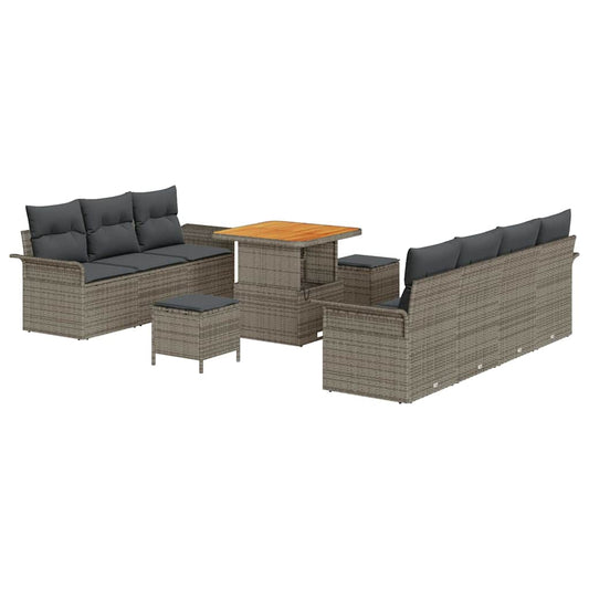 vidaXL Σετ Καναπέ Κήπου με μαξιλάρι 10 pcs Γκρι συνθετικό ρατάν