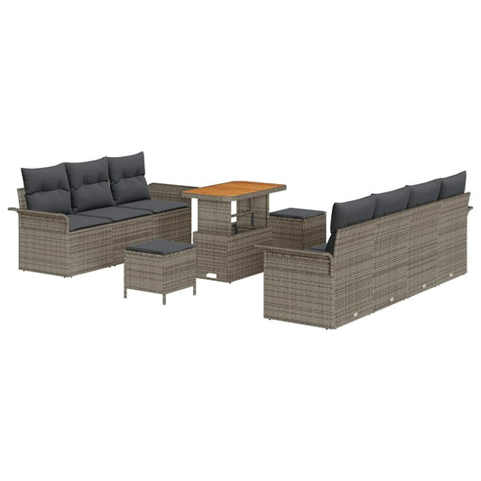 vidaXL Σετ Καναπέ Κήπου με μαξιλάρι 10 pcs Γκρι συνθετικό ρατάν