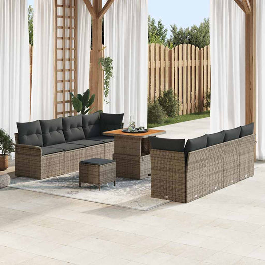 vidaXL Σετ Καναπέ Κήπου με μαξιλάρι 11 pcs Γκρι συνθετικό ρατάν