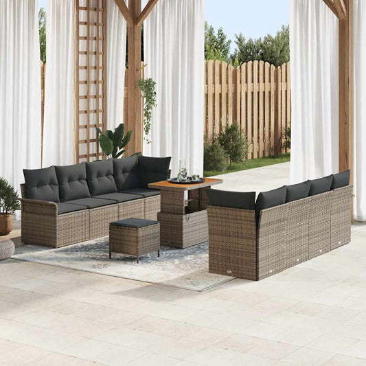 vidaXL Σετ Καναπέ Κήπου με μαξιλάρι 11 pcs Γκρι συνθετικό ρατάν