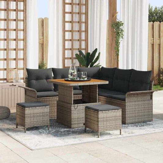 vidaXL Σετ Καναπέ Κήπου με μαξιλάρι 8 pcs Γκρι συνθετικό ρατάν