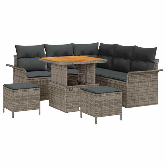 vidaXL Σετ Καναπέ Κήπου με μαξιλάρι 8 pcs Γκρι συνθετικό ρατάν