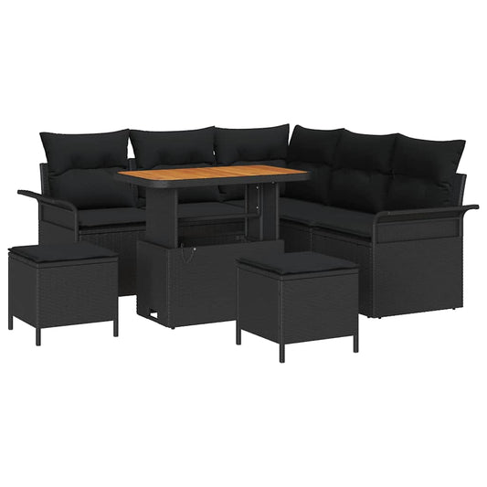vidaXL Σετ Καναπέ Κήπου με μαξιλάρι 8 pcs Μαύρο συνθετικό ρατάν