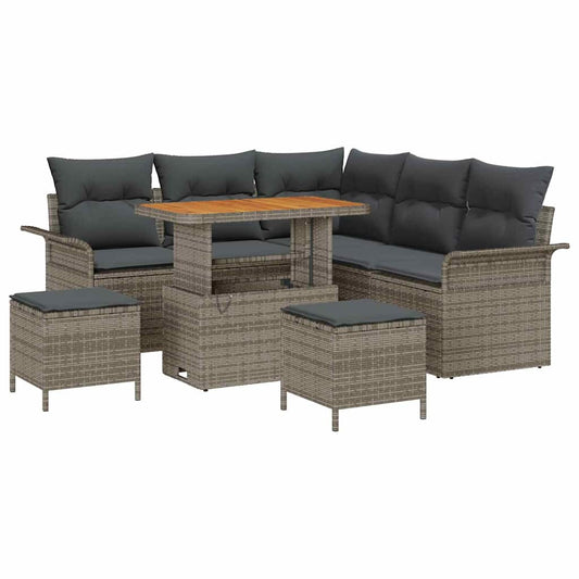 vidaXL Σετ Καναπέ Κήπου με μαξιλάρι 8 pcs Γκρι συνθετικό ρατάν