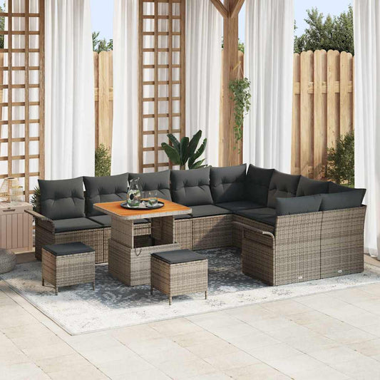 vidaXL Σετ Καναπέ Κήπου με μαξιλάρι 12 pcs Γκρι συνθετικό ρατάν
