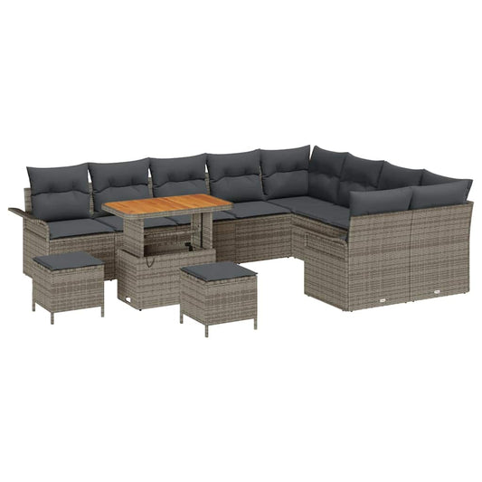 vidaXL Σετ Καναπέ Κήπου με μαξιλάρι 12 pcs Γκρι συνθετικό ρατάν