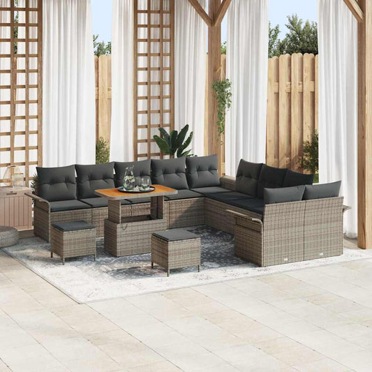 vidaXL Σετ Καναπέ Κήπου με μαξιλάρι 13 pcs Γκρι συνθετικό ρατάν