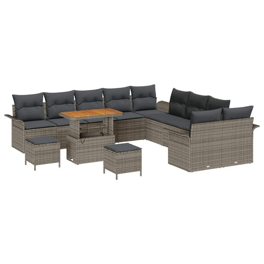 vidaXL Σετ Καναπέ Κήπου με μαξιλάρι 13 pcs Γκρι συνθετικό ρατάν