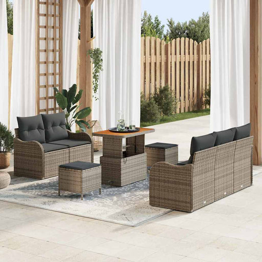 vidaXL Σετ Καναπέ Κήπου με μαξιλάρι 8 pcs Γκρι συνθετικό ρατάν
