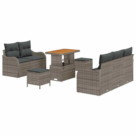 vidaXL Σετ Καναπέ Κήπου με μαξιλάρι 8 pcs Γκρι συνθετικό ρατάν