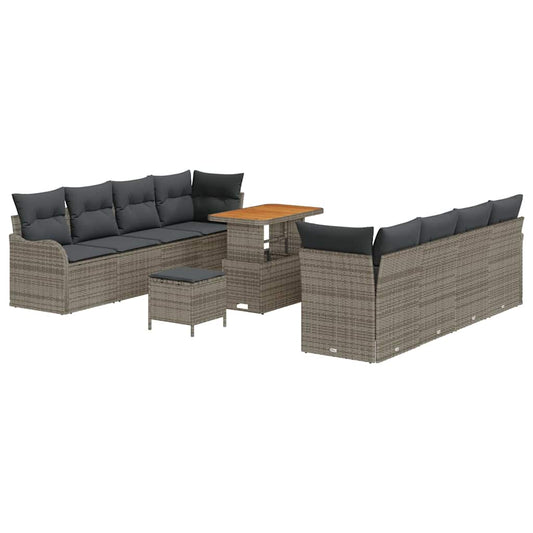 vidaXL Σετ Καναπέ Κήπου με μαξιλάρι 11 pcs Γκρι συνθετικό ρατάν