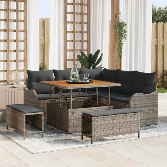 vidaXL Σετ Καναπέ Κήπου με μαξιλάρι 8 pcs Γκρι συνθετικό ρατάν
