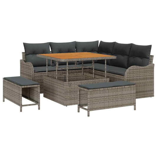 vidaXL Σετ Καναπέ Κήπου με μαξιλάρι 8 pcs Γκρι συνθετικό ρατάν