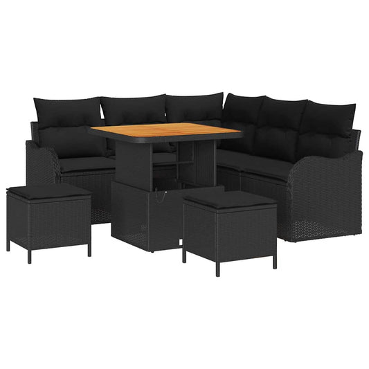 vidaXL Σετ Καναπέ Κήπου με μαξιλάρι 8 pcs Μαύρο συνθετικό ρατάν