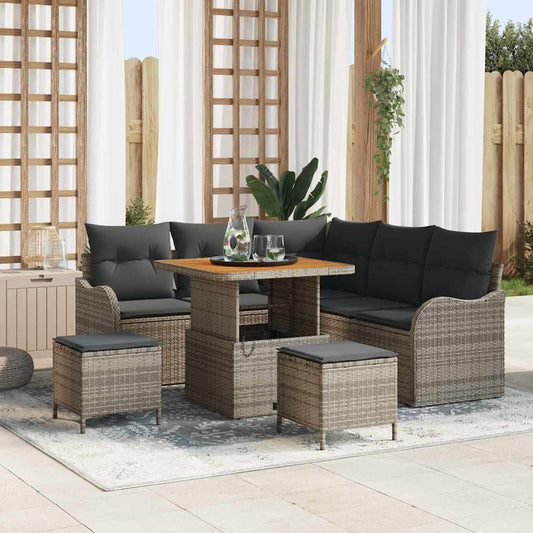 vidaXL Σετ Καναπέ Κήπου με μαξιλάρι 8 pcs Γκρι συνθετικό ρατάν