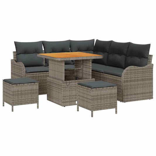 vidaXL Σετ Καναπέ Κήπου με μαξιλάρι 8 pcs Γκρι συνθετικό ρατάν