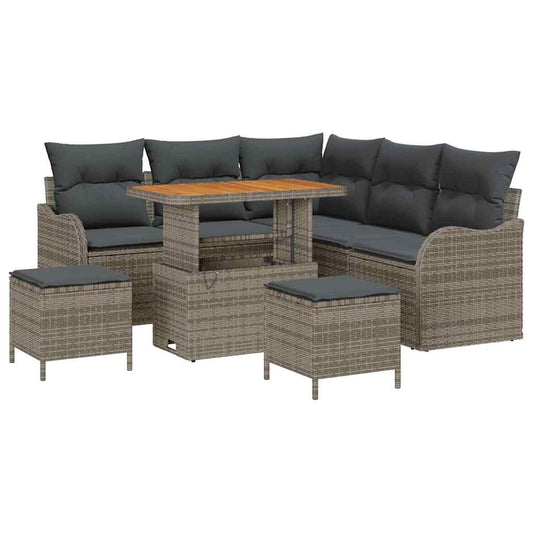 vidaXL Σετ Καναπέ Κήπου με μαξιλάρι 8 pcs Γκρι συνθετικό ρατάν