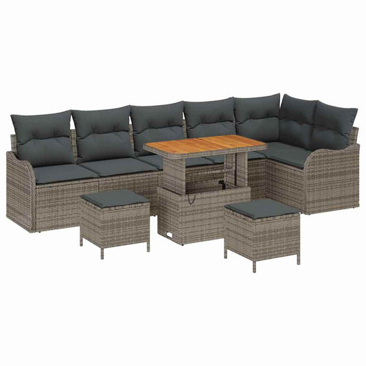 vidaXL Σετ Καναπέ Κήπου με μαξιλάρι 9 pcs Γκρι συνθετικό ρατάν